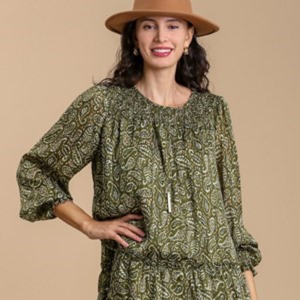 Casey Paisley & Lurex Tiered Mini Dress